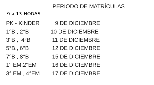PERIODO DE MATRICULA